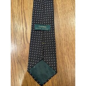 Lauren Ralph Lauren Made in USA 100% Silk Tie Black Geometric Pattern